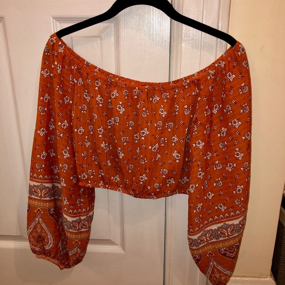 Forever 21 Tops - NWT Forever 21 Off The Shoulder Crop Top in Rust